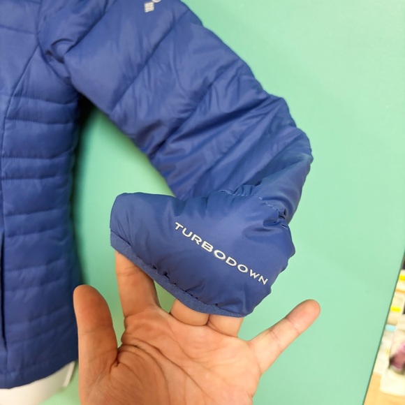 Columbia Blue Mist Falls 590 TurboDown Zip Up Puffer Jacket Womens M - Picture 6 of 9